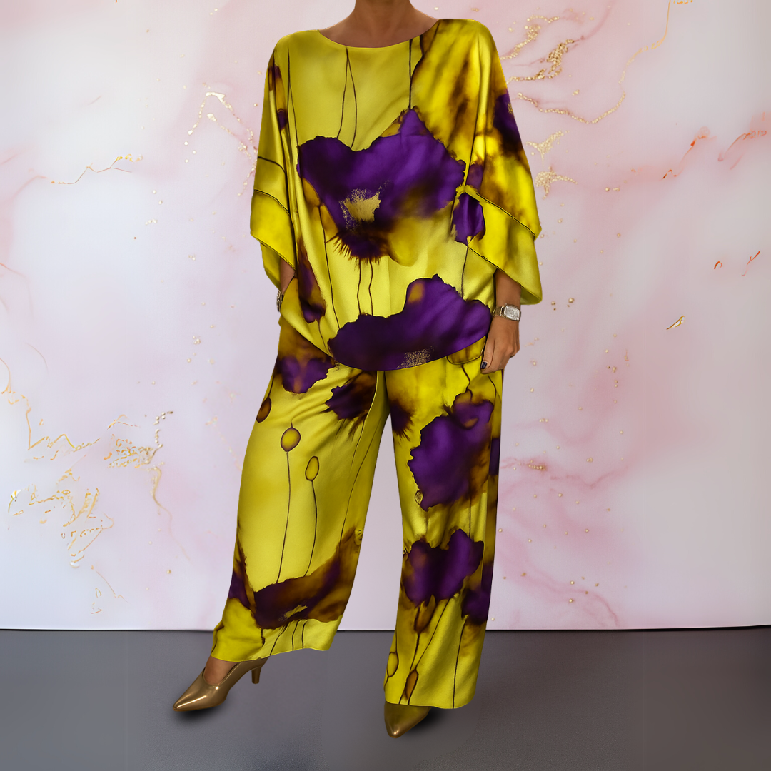 Solenne | Printed Top & Wide-Leg Pants Set