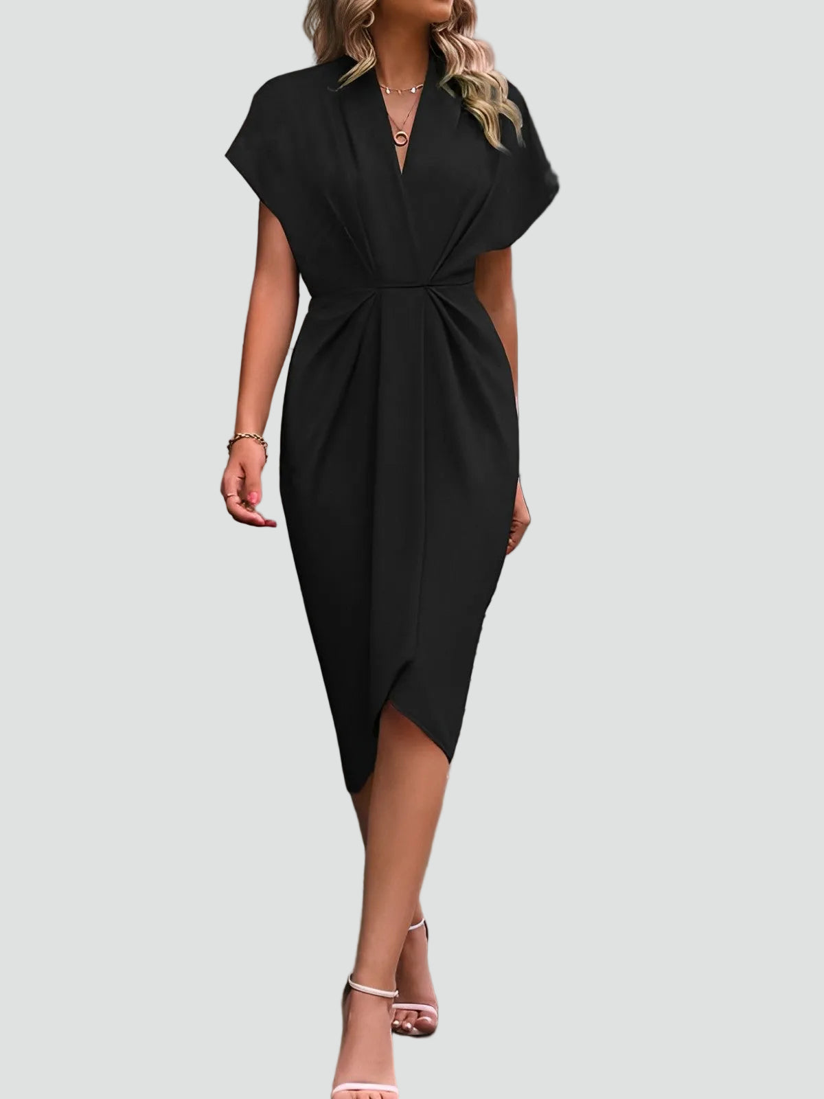 Loravelle | Wrap V-Neck Midi Cocktail Dress