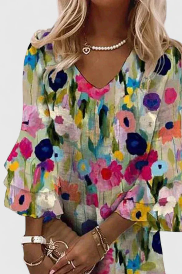 Elviera | Floral V Neck Mini Dress