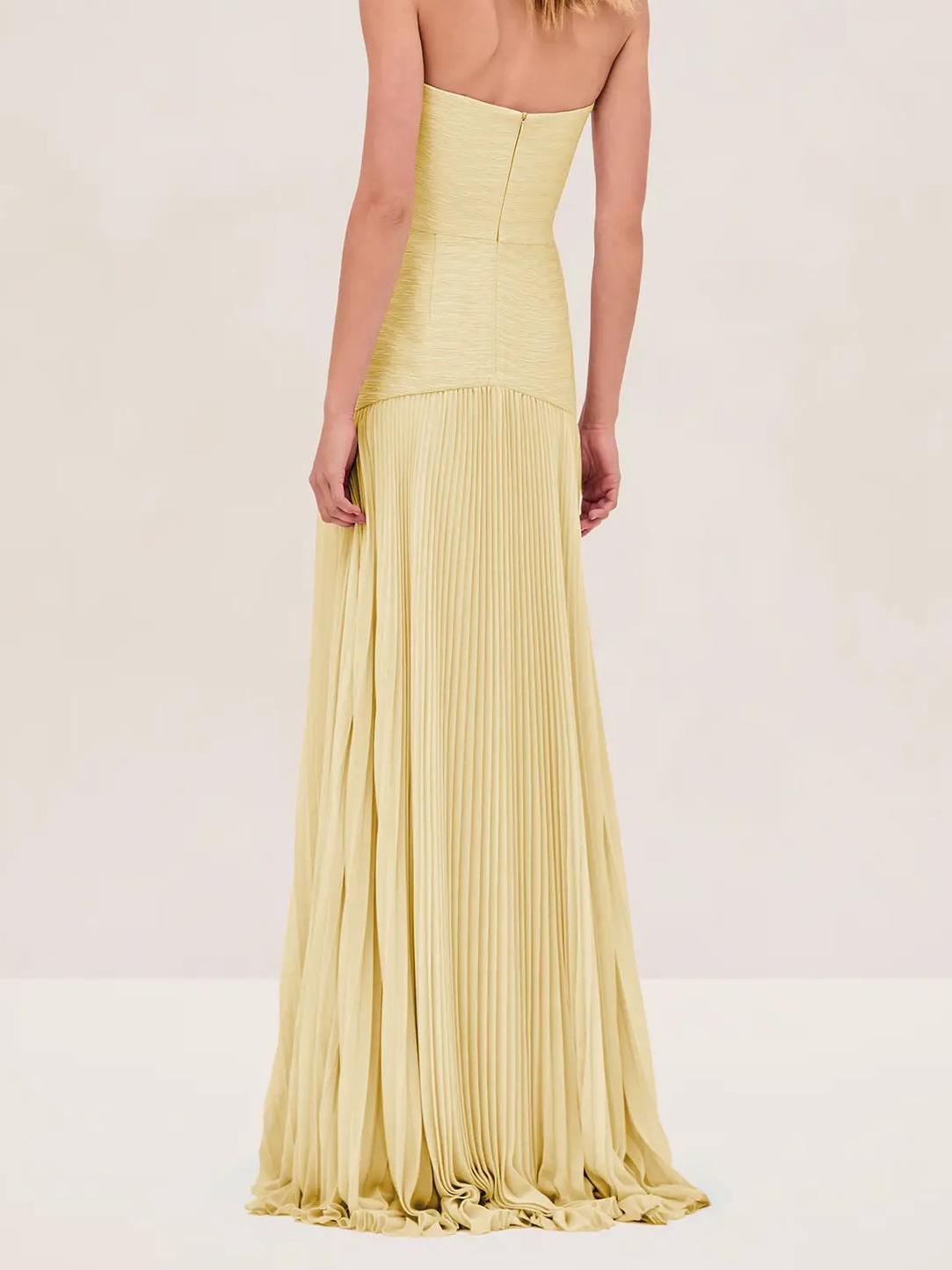 Sorelle | Strapless Pleated Maxi Dress