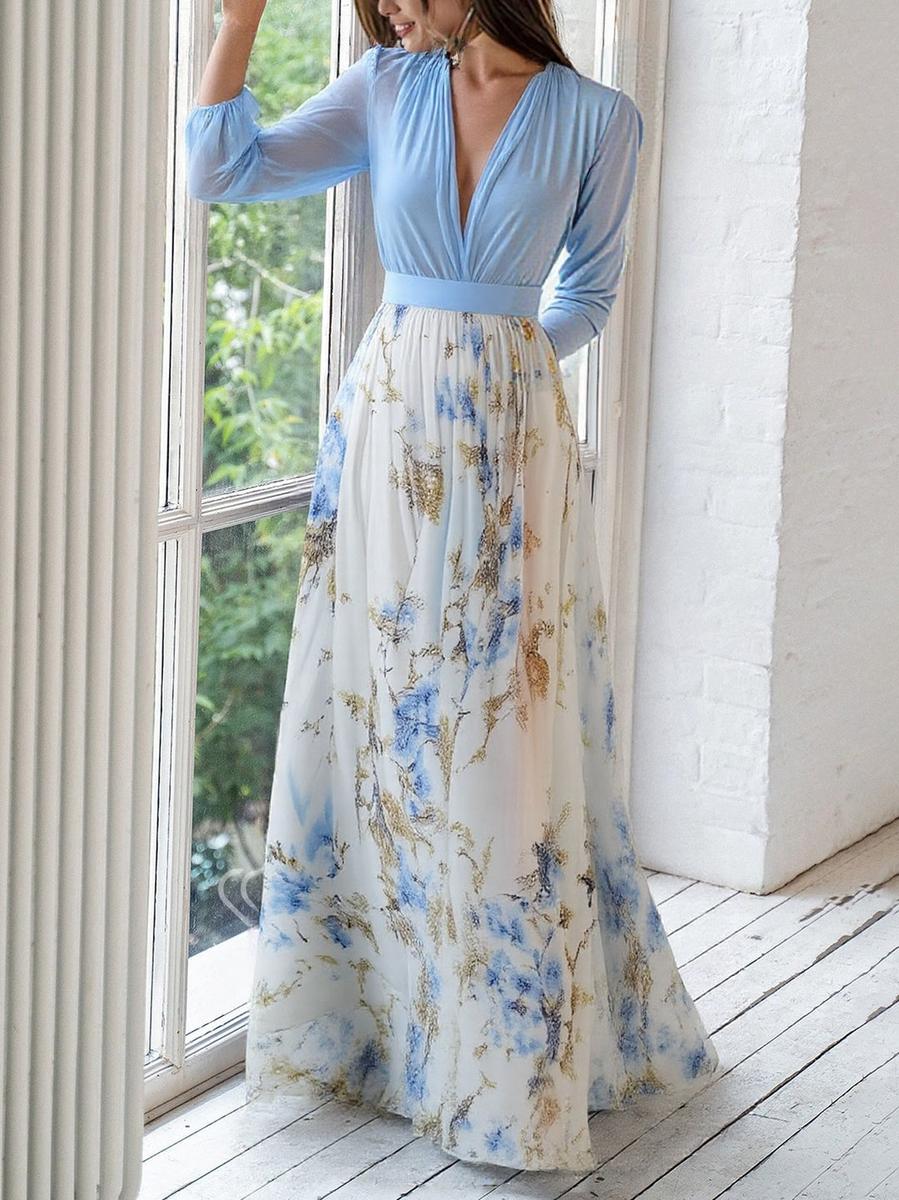 Mireva | Floral V-Neck Maxi Dress