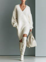 Liss | V-Neck Knit Mini Sweater Dress