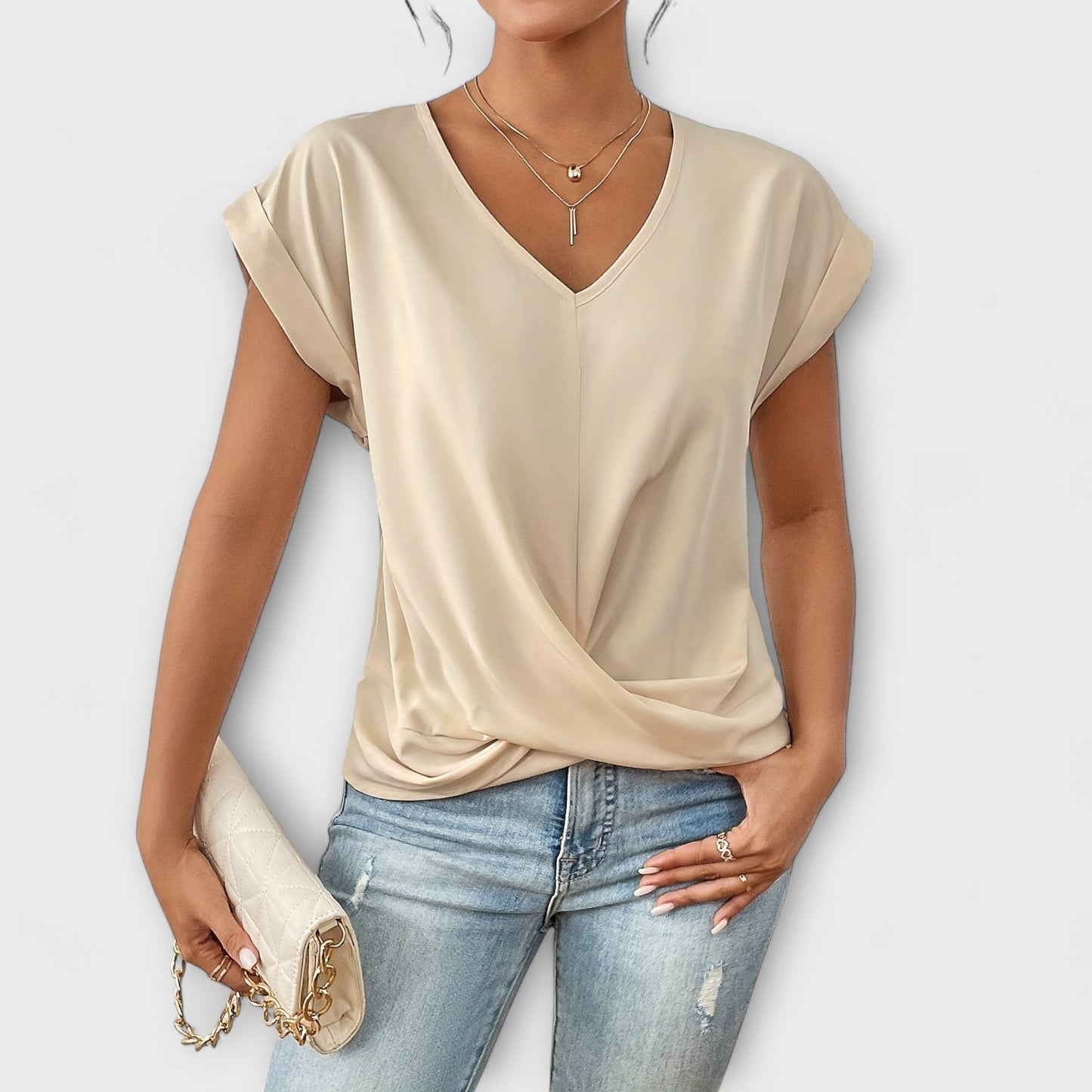 Marlena | V Neck Button Detail Blouse