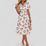 Roselle | Floral V Neck Midi Dress