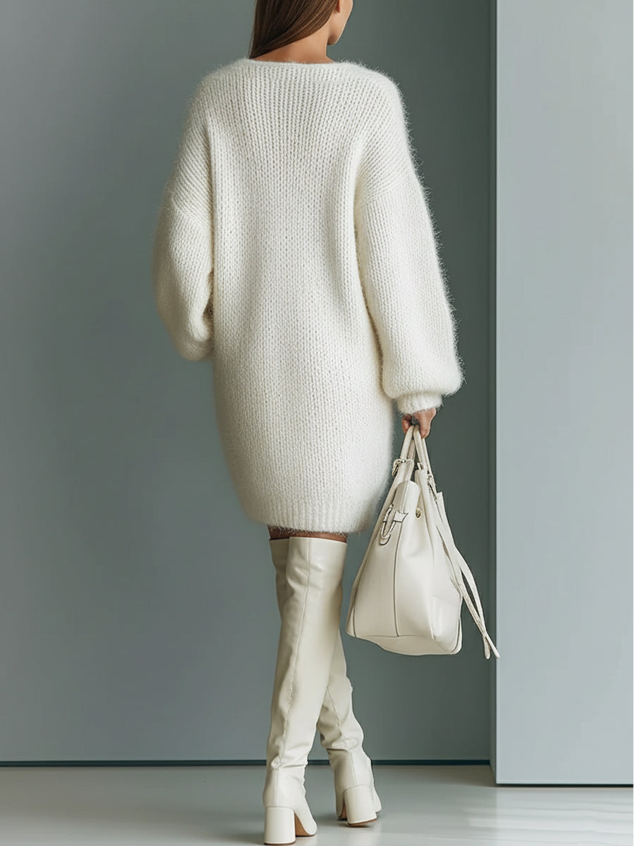 Liss | V-Neck Knit Mini Sweater Dress