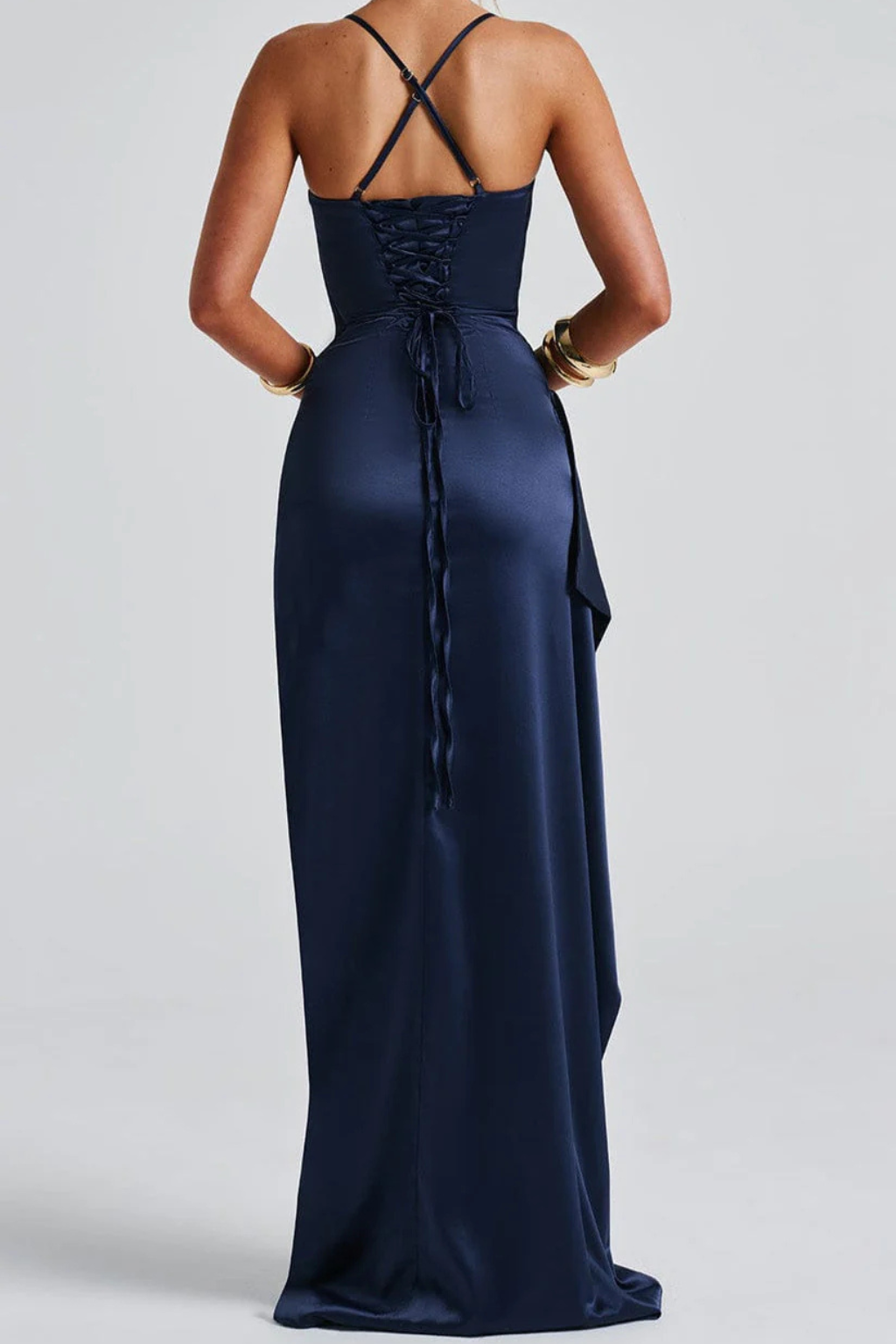 Estelle | Ruched High Slit Evening Maxi Dress