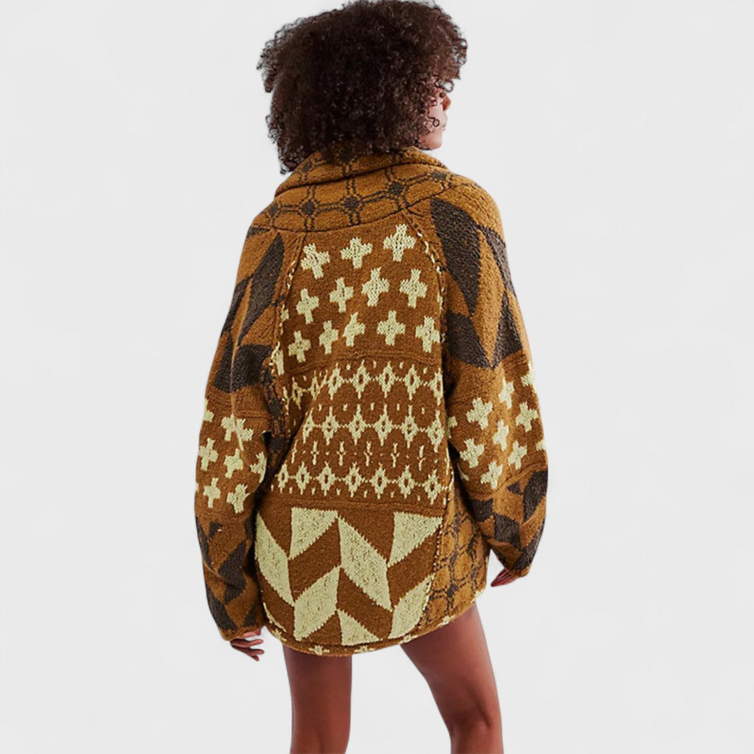 Portia – Vintage Cardigan with Button-Down Collar and Long Sleeves