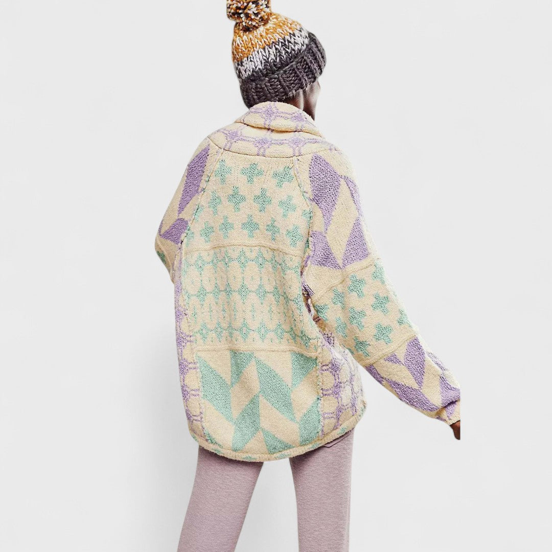 Portia – Vintage Cardigan with Button-Down Collar and Long Sleeves