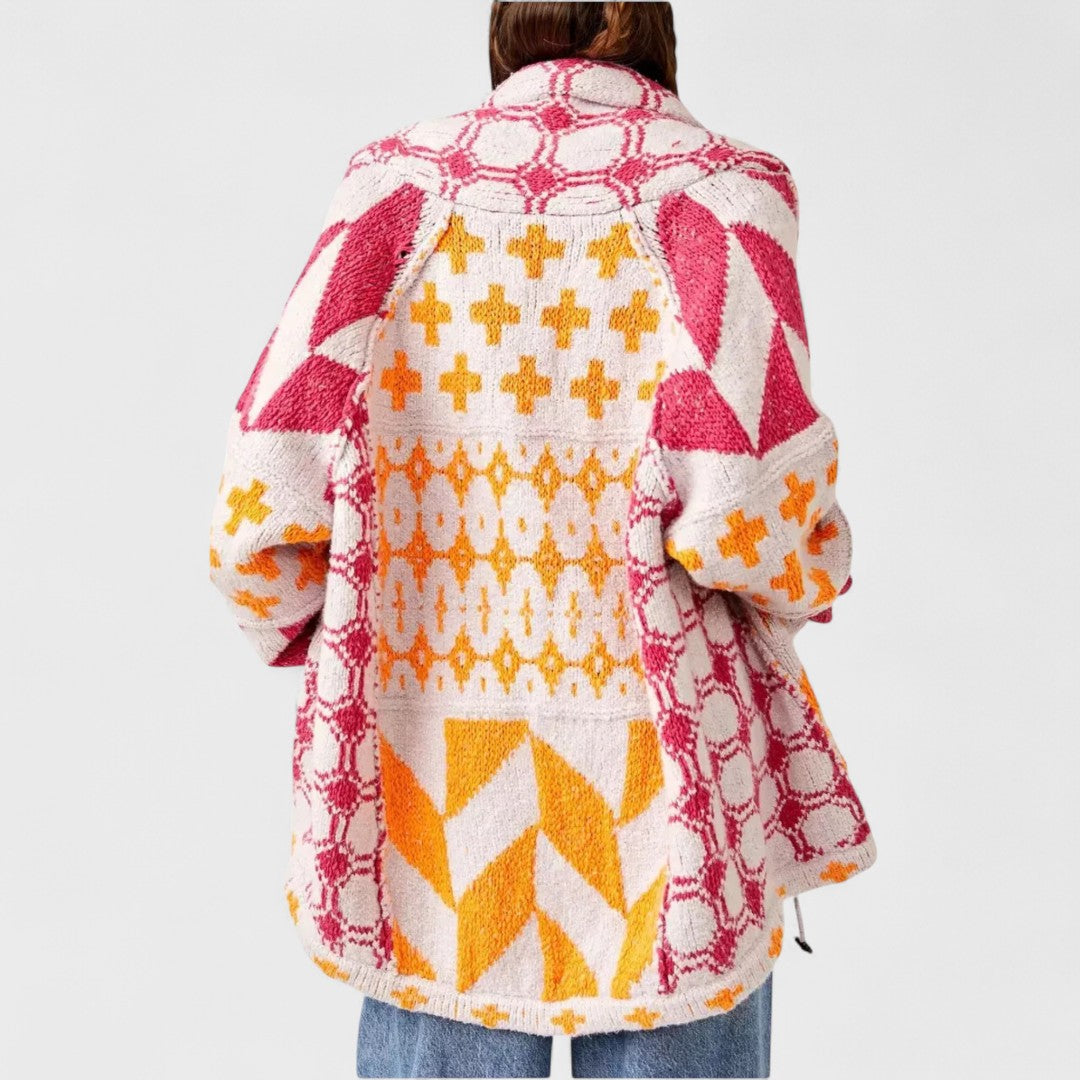 Portia – Vintage Cardigan with Button-Down Collar and Long Sleeves