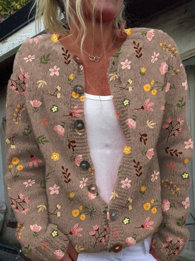 Lowri | Elegant floral pattern knit scarf