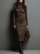 Ember | High-Neck Long Sleeve Midi Dress