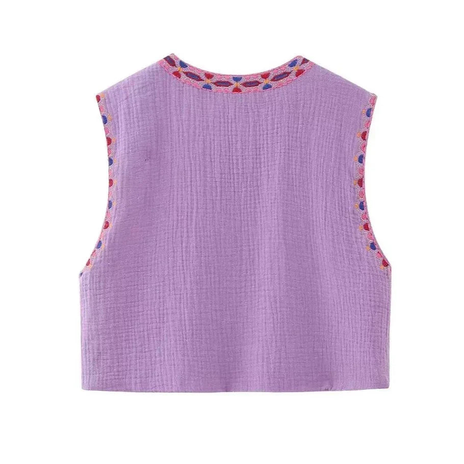 Vivienne | Vintage Embroidered Boho Vest
