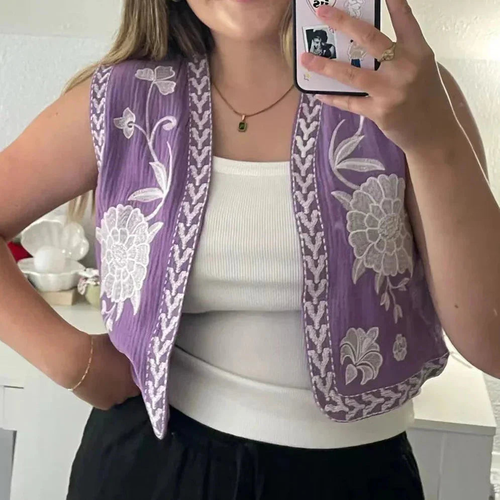 Vivienne | Vintage Embroidered Boho Vest