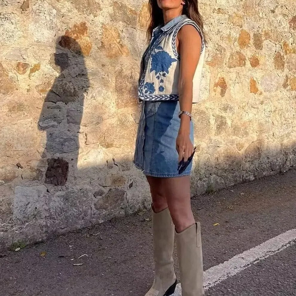 Vivienne | Vintage Embroidered Boho Vest
