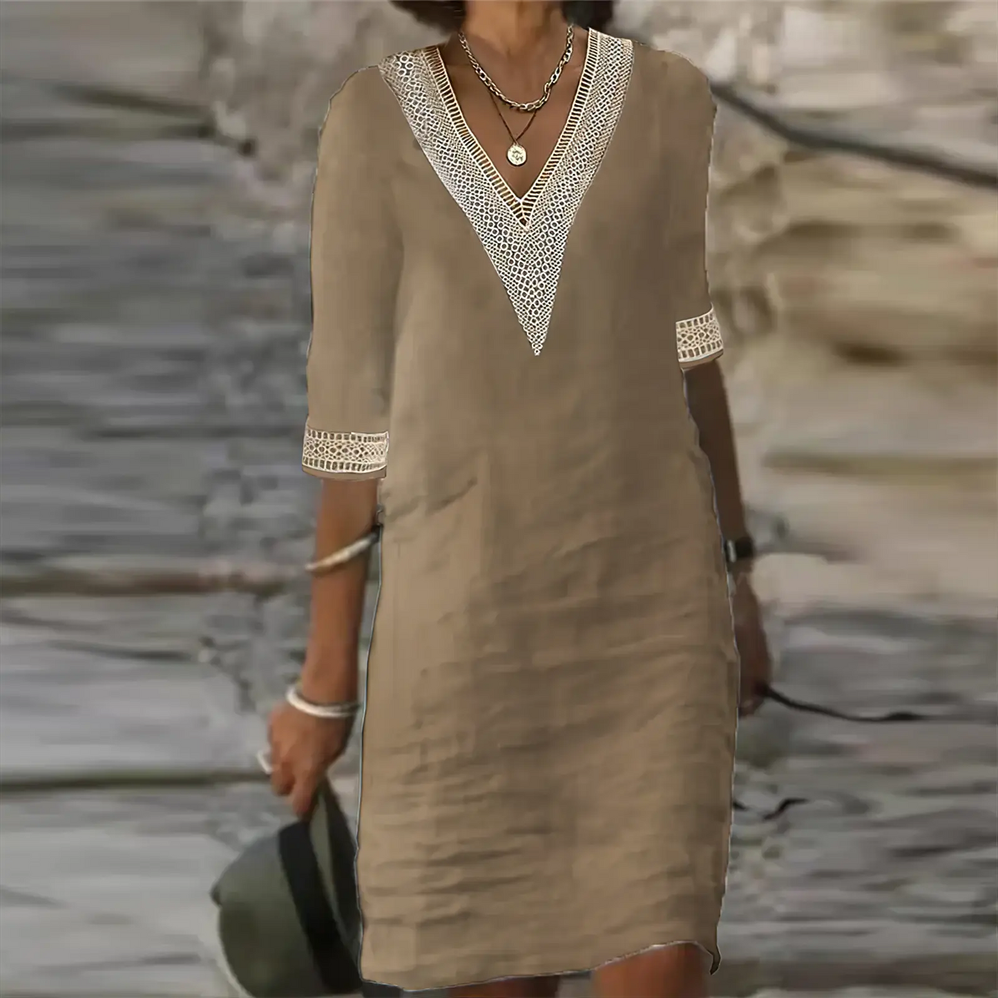 Liora | Cotton Linen Summer Midi Dress