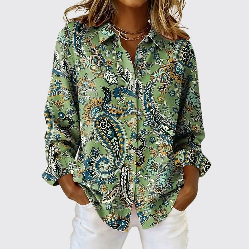 Perrine | Paisley Print Button-Up Blouse