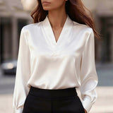 Clélia | V-Neck Satin Blouse