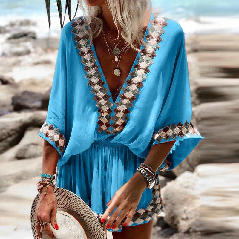 Maribel | Embroidered Boho Short Romper