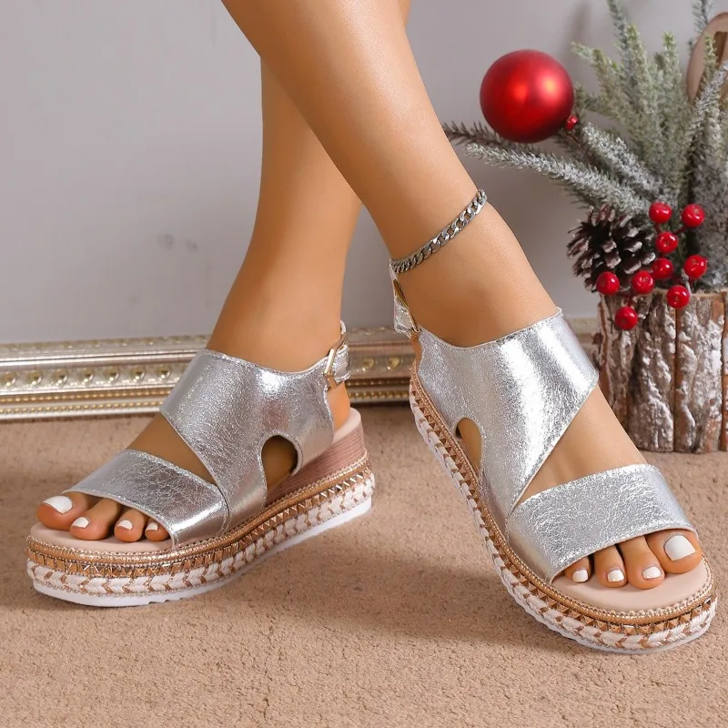 Sabina | Metallic Platform Sandals