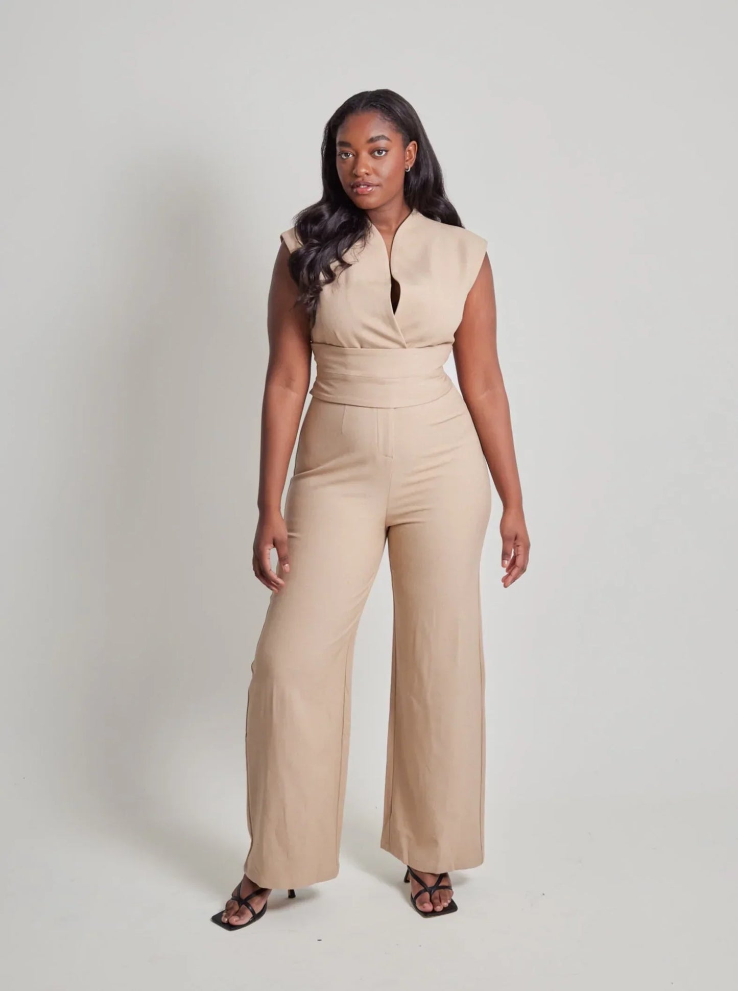 Nadia | Cinched Waist Wide-Leg Jumpsuit