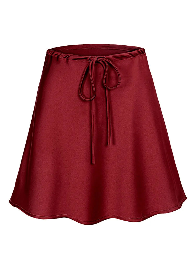 Orlina | Satin Drawstring Mini Skirt