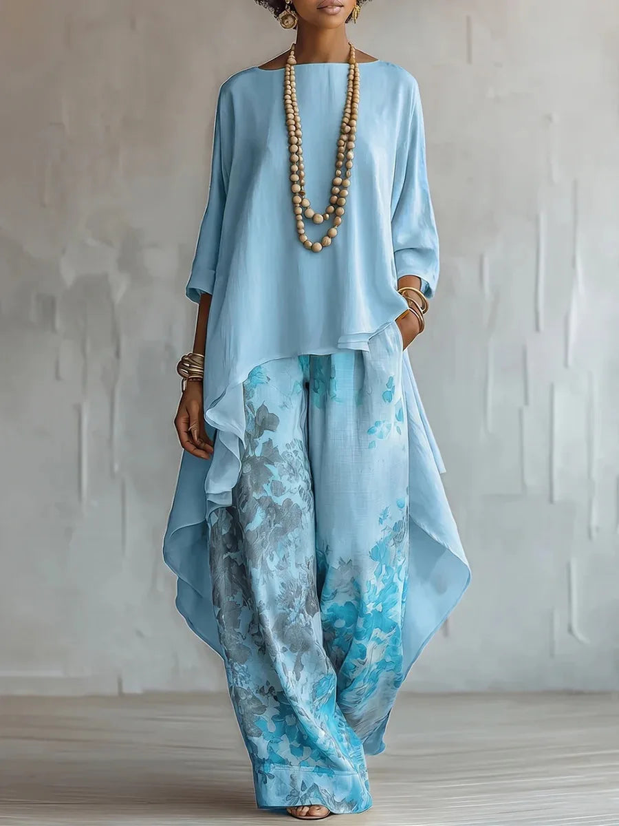 Anouck | Floral Top & Wide-Leg Pants Set