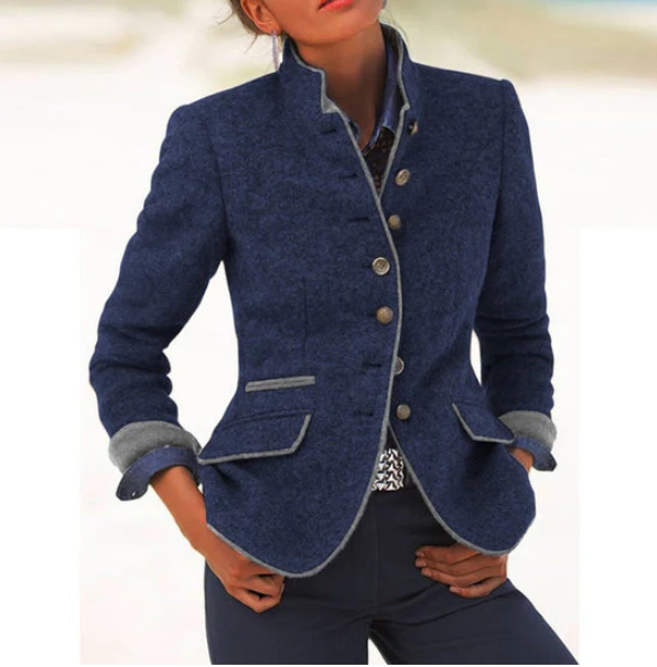 Sage | Elegant High Collar Cardigan
