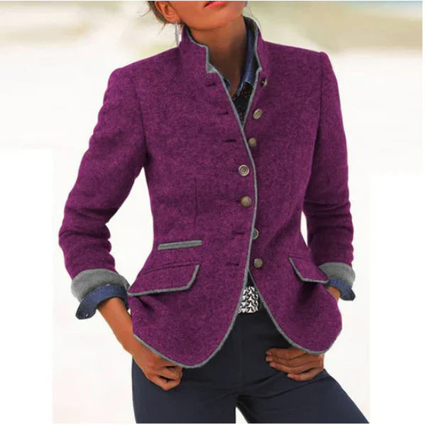Sage | Elegant High Collar Cardigan