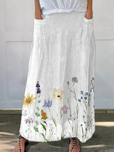 Elowen | Watercolor Meadow Skirt With Pockets