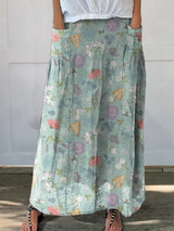 Dahlia | Floral Bee Print Skirt With Pockets