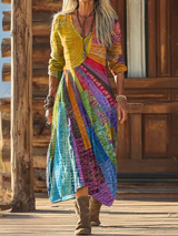 Indra | Patchwork Boho Maxi Dress