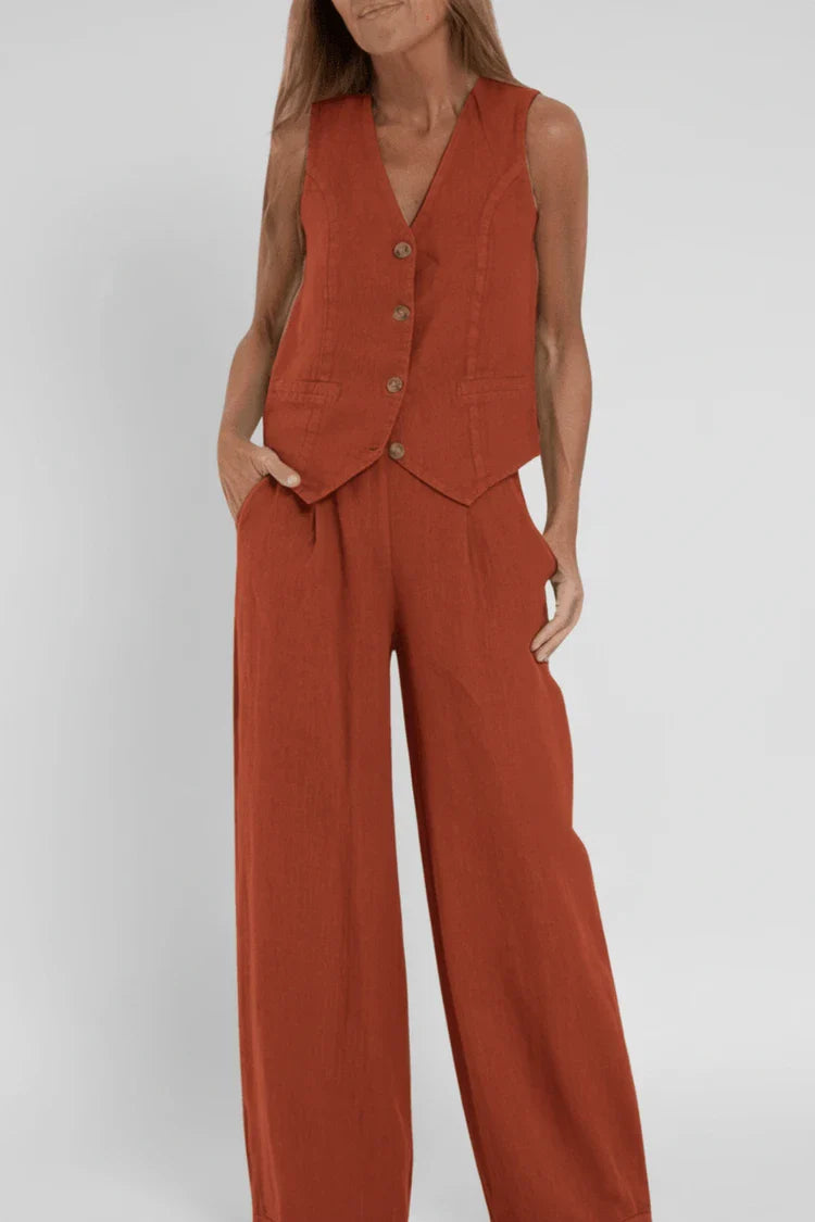 Vespera | Vest Top & Wide-Leg Pants Set