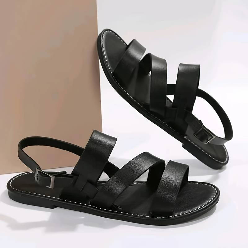 Selena | Three Strap Flat Sandals