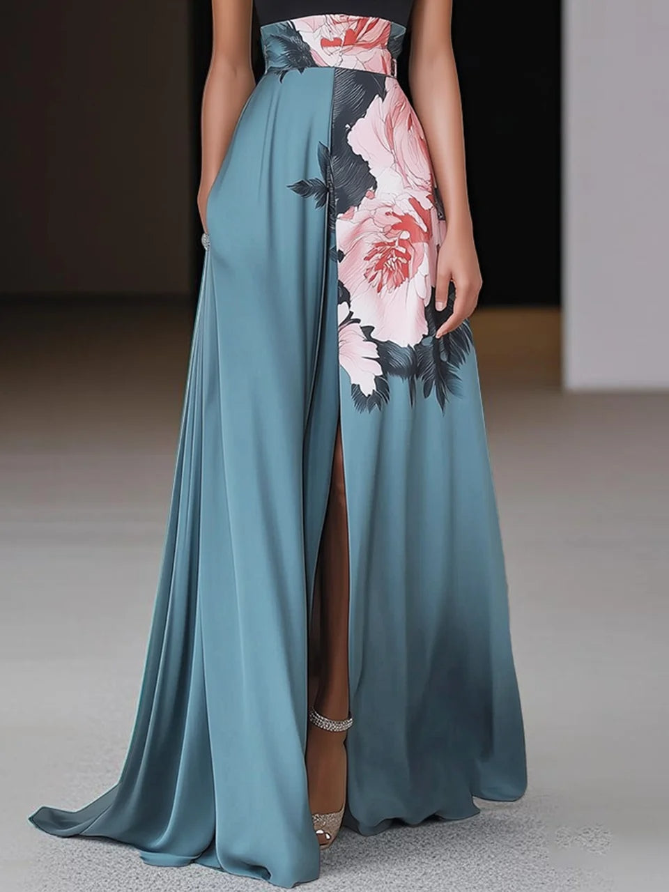 Noeline | Floral A-Line Wedding Guest Maxi Dress