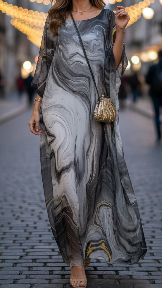 Auralie | Chiffon Kaftan Maxi Dress