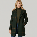 Women's Alida plaid trench coat in Green Plaid