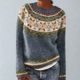 Women's Ciara vintage-inspired pattern sweater in Green