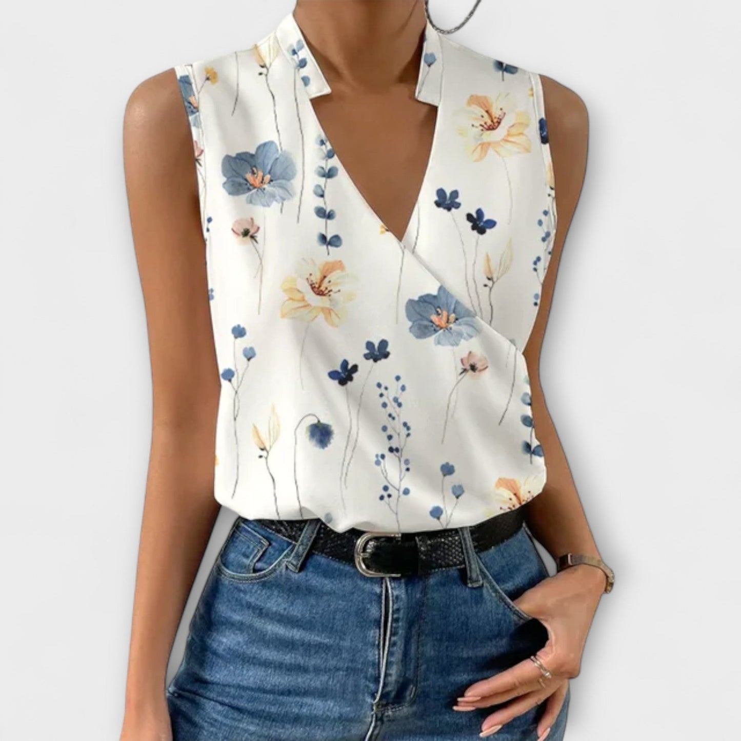Coralise | Sleeveless Wrap Collared Blouse