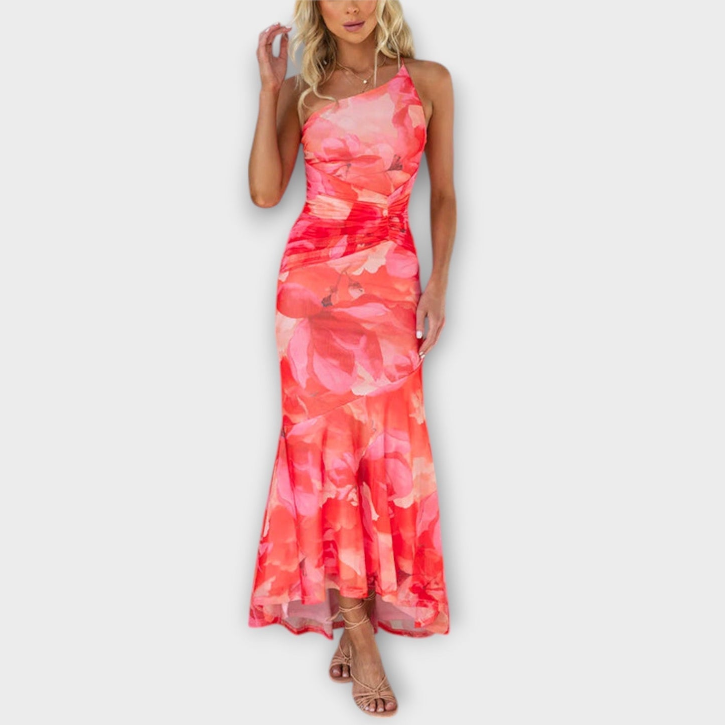 Cassia | Asymmetric Mesh Prom Maxi Dress