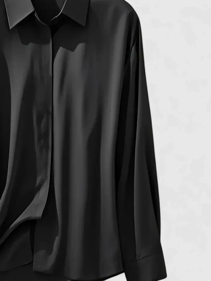 Annalise | Button Down Blouse With Curved Hem