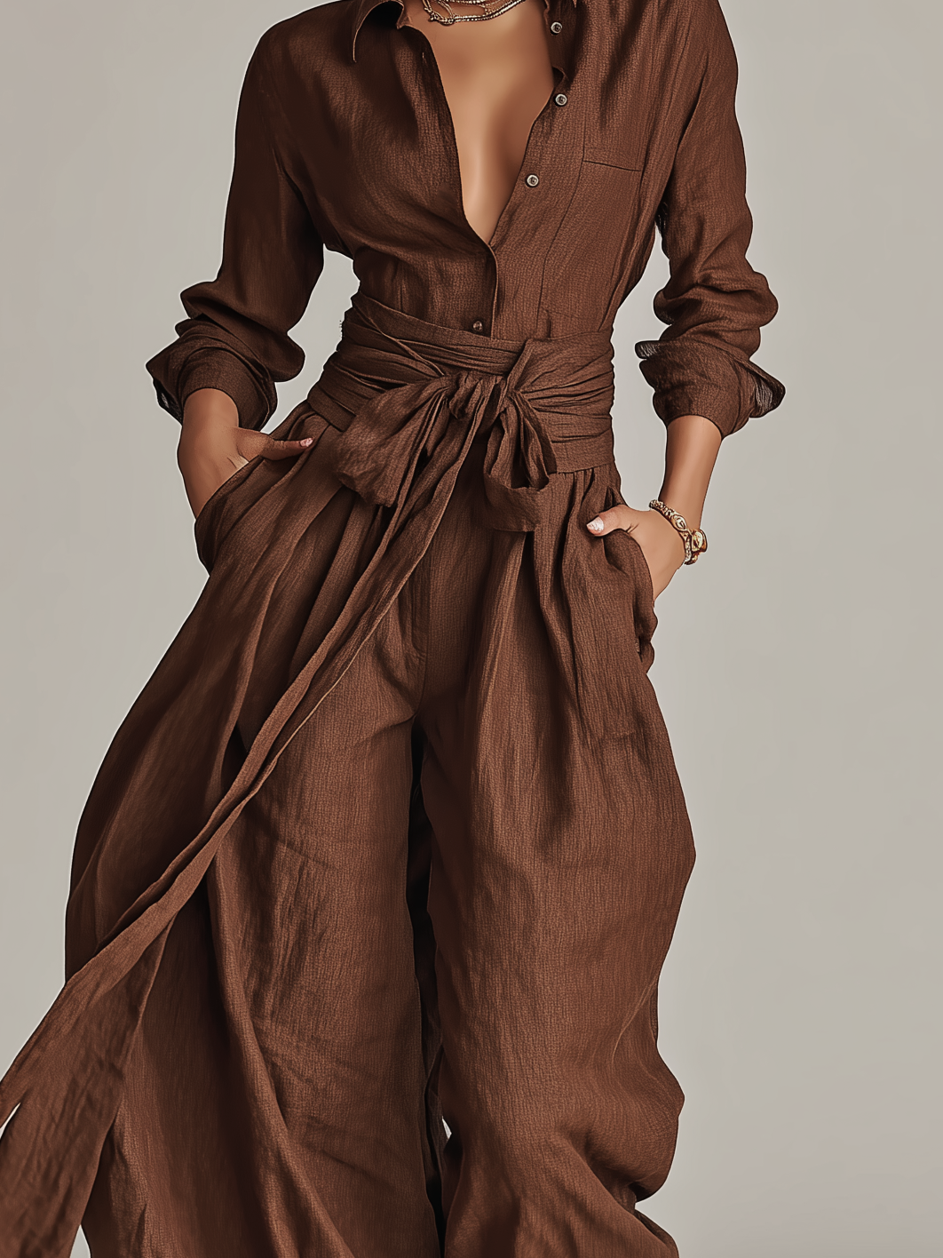 Sutton | Long-Sleeve Wide-Leg Jumpsuit