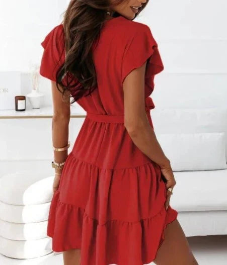 Émeline | Flutter Sleeve Wrap Mini Dress