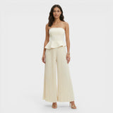Sévrine | Peplum Bustier Wide-Leg Jumpsuit