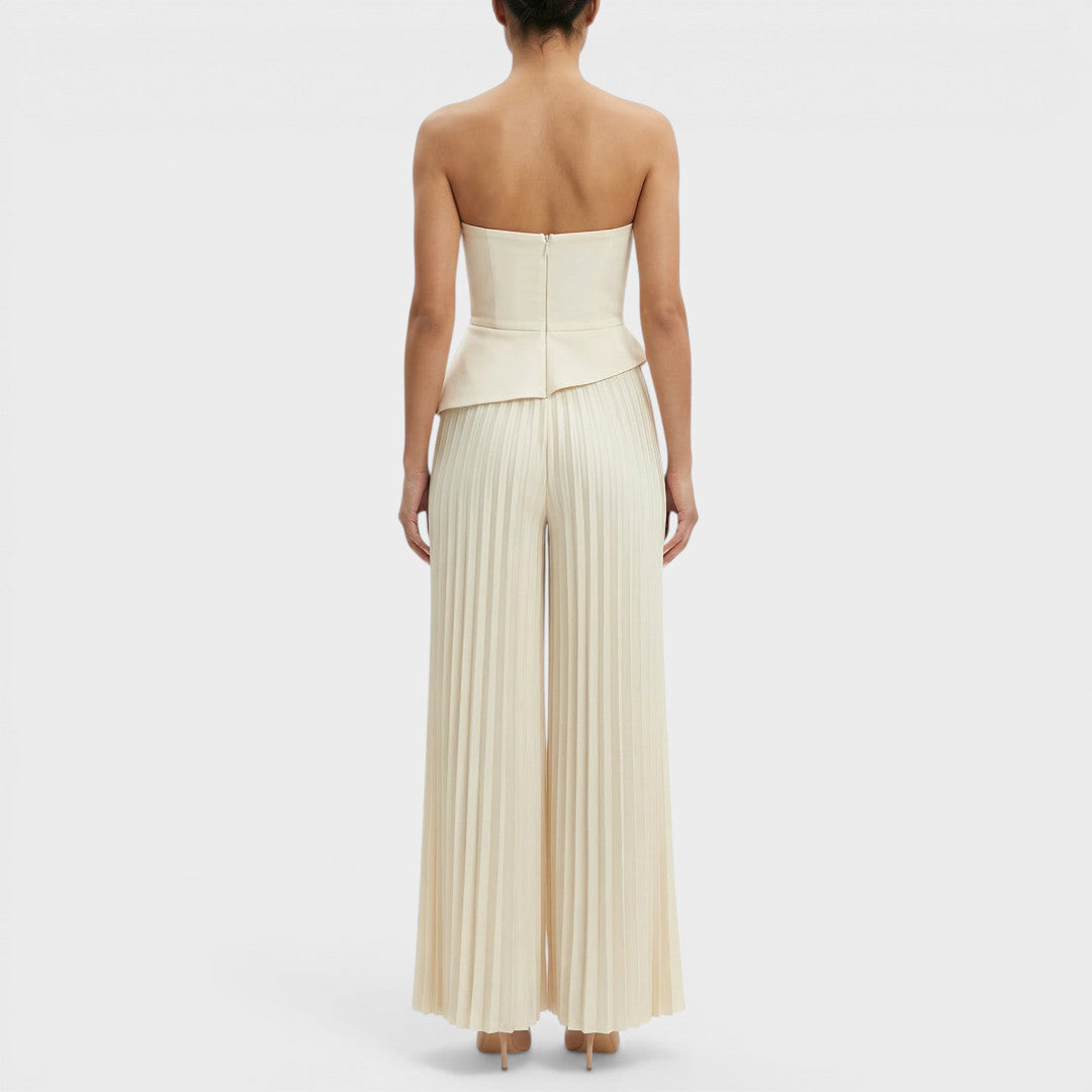 Sévrine | Peplum Bustier Wide-Leg Jumpsuit