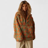 Women's Freja floral half-zip relaxed sweater in Yellow