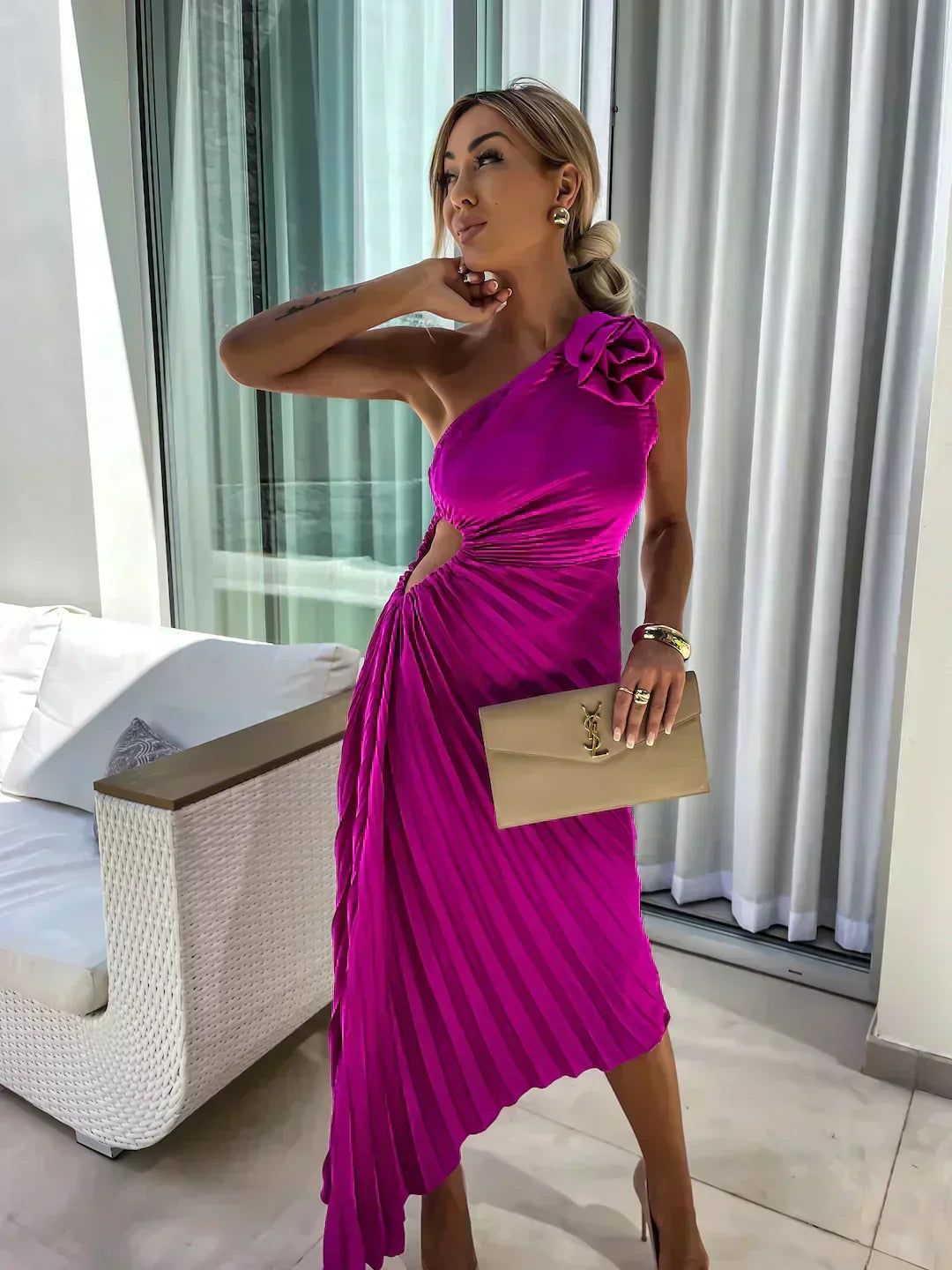 Gabrielle | Draped Floral Cocktail Dress