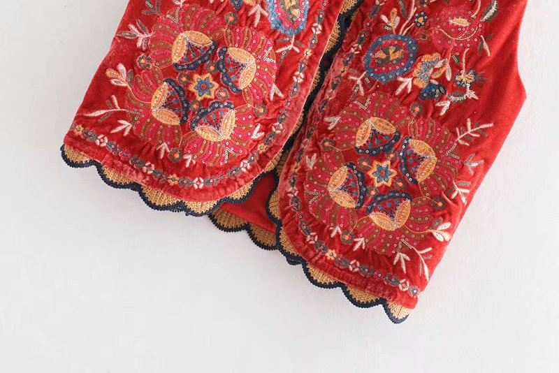 Velora | Embroidered Velvet Boho Waistcoat