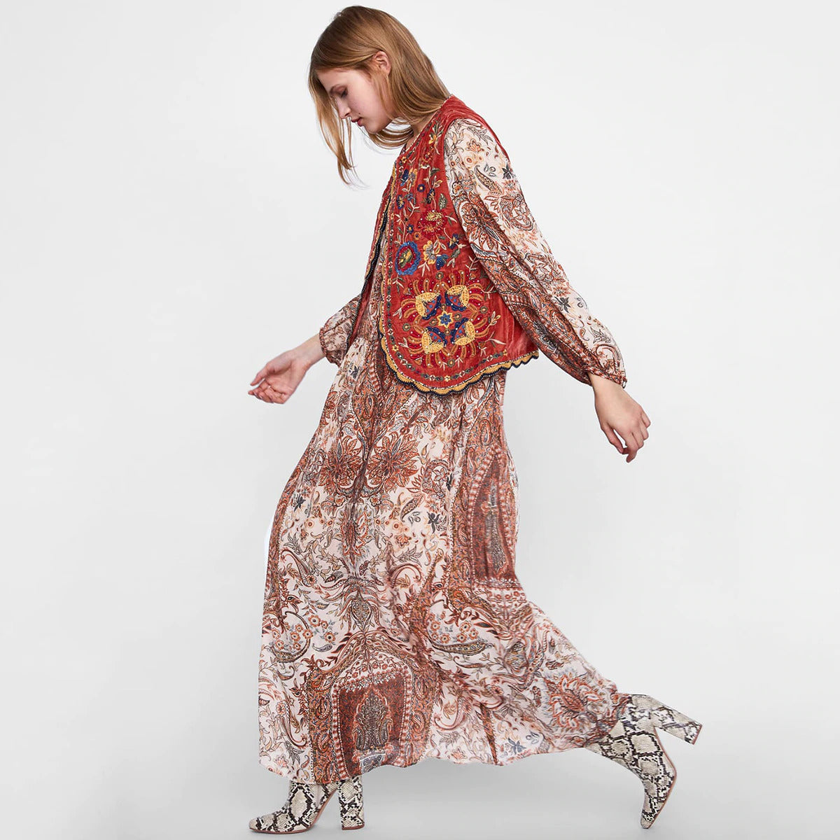 Velora | Embroidered Velvet Boho Waistcoat