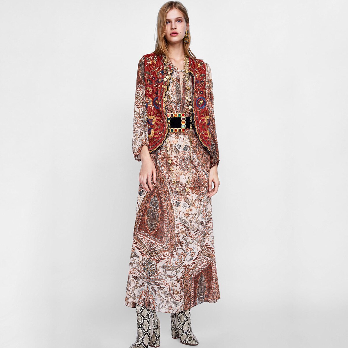 Velora | Embroidered Velvet Boho Waistcoat
