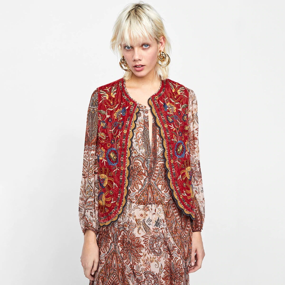 Velora | Embroidered Velvet Boho Waistcoat